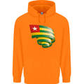 Curled Togo Flag Togolese Day Football Childrens Kids Hoodie Orange