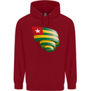 Curled Togo Flag Togolese Day Football Childrens Kids Hoodie Red