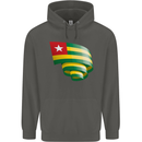 Curled Togo Flag Togolese Day Football Childrens Kids Hoodie Storm Grey
