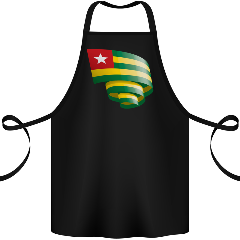 Curled Togo Flag Togolese Day Football Cotton Apron 100% Organic Black