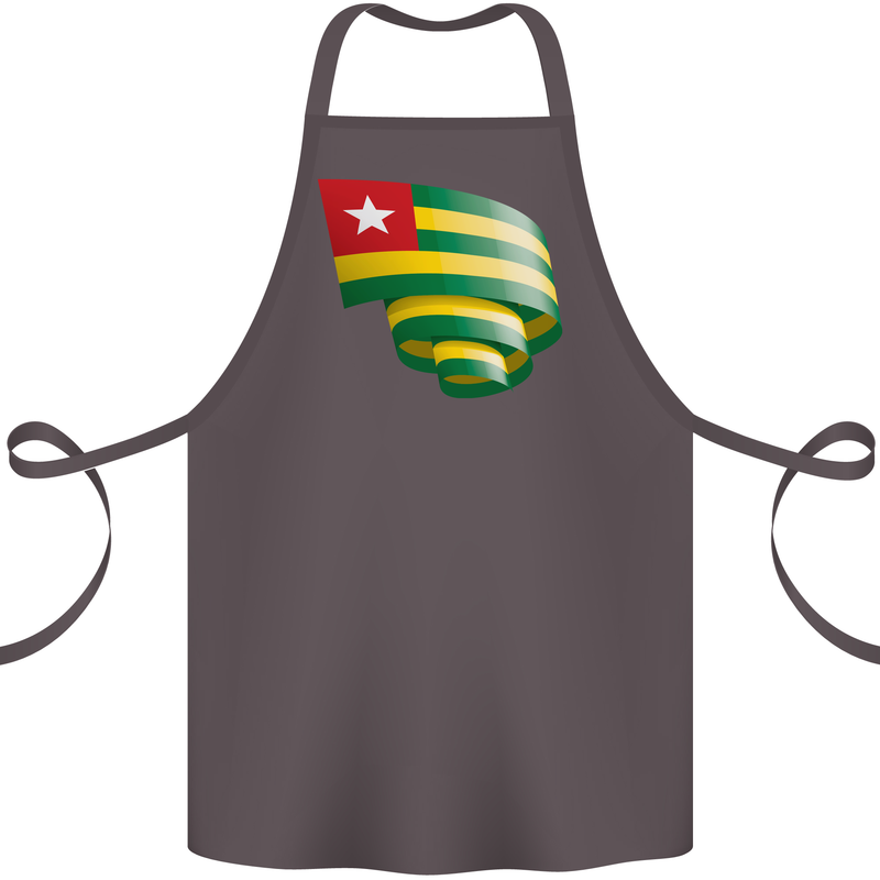 Curled Togo Flag Togolese Day Football Cotton Apron 100% Organic Dark Grey