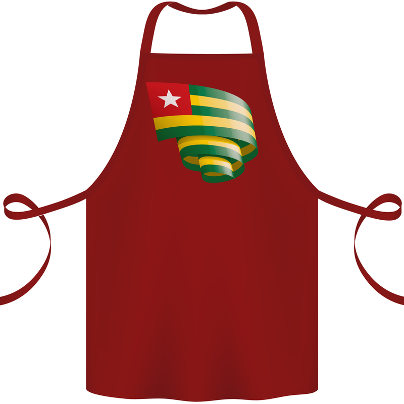 Curled Togo Flag Togolese Day Football Cotton Apron 100% Organic Maroon