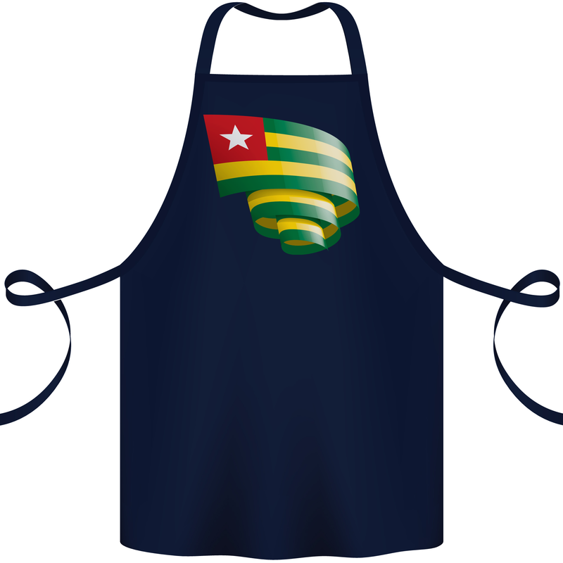 Curled Togo Flag Togolese Day Football Cotton Apron 100% Organic Navy Blue
