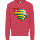 Curled Togo Flag Togolese Day Football Kids Sweatshirt Jumper Heliconia