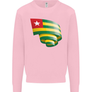 Curled Togo Flag Togolese Day Football Kids Sweatshirt Jumper Light Pink