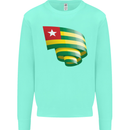 Curled Togo Flag Togolese Day Football Kids Sweatshirt Jumper Peppermint