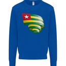 Curled Togo Flag Togolese Day Football Kids Sweatshirt Jumper Royal Blue