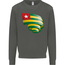 Curled Togo Flag Togolese Day Football Kids Sweatshirt Jumper Storm Grey