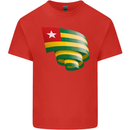 Curled Togo Flag Togolese Day Football Kids T-Shirt Childrens Red