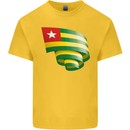 Curled Togo Flag Togolese Day Football Kids T-Shirt Childrens Yellow