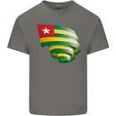 Curled Togo Flag Togolese Day Football Mens Cotton T-Shirt Tee Top Charcoal