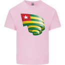 Curled Togo Flag Togolese Day Football Mens Cotton T-Shirt Tee Top Light Pink