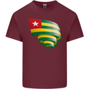 Curled Togo Flag Togolese Day Football Mens Cotton T-Shirt Tee Top Maroon