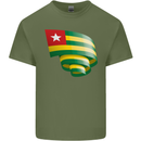 Curled Togo Flag Togolese Day Football Mens Cotton T-Shirt Tee Top Military Green