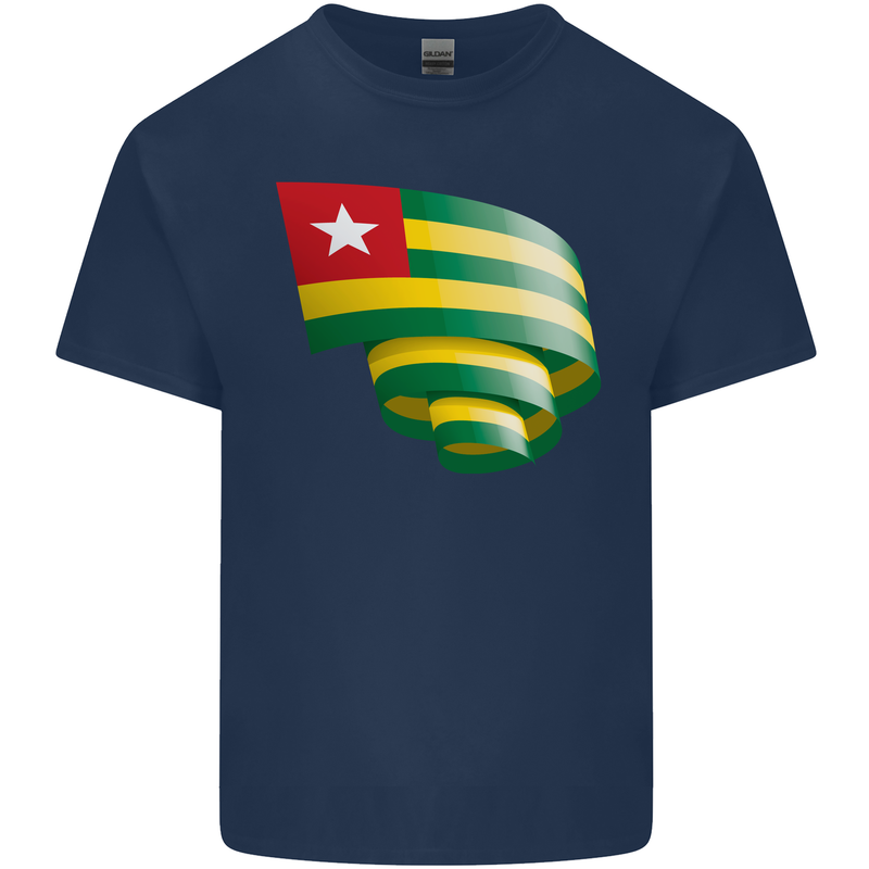 Curled Togo Flag Togolese Day Football Mens Cotton T-Shirt Tee Top Navy Blue