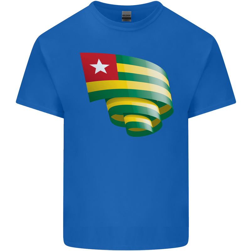 Curled Togo Flag Togolese Day Football Mens Cotton T-Shirt Tee Top Royal Blue