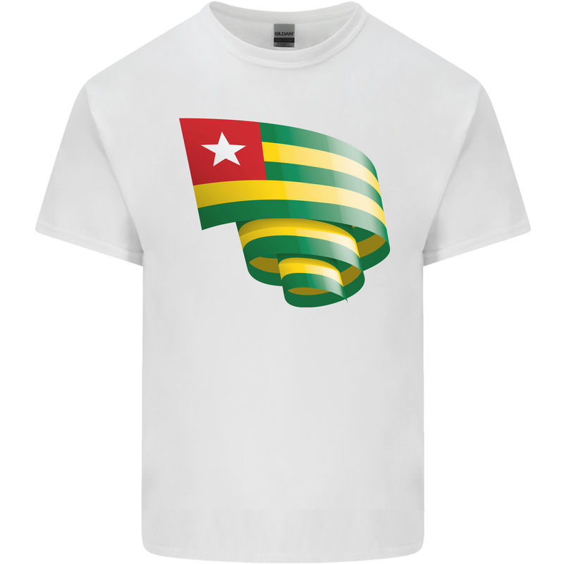 Curled Togo Flag Togolese Day Football Mens Cotton T-Shirt Tee Top White