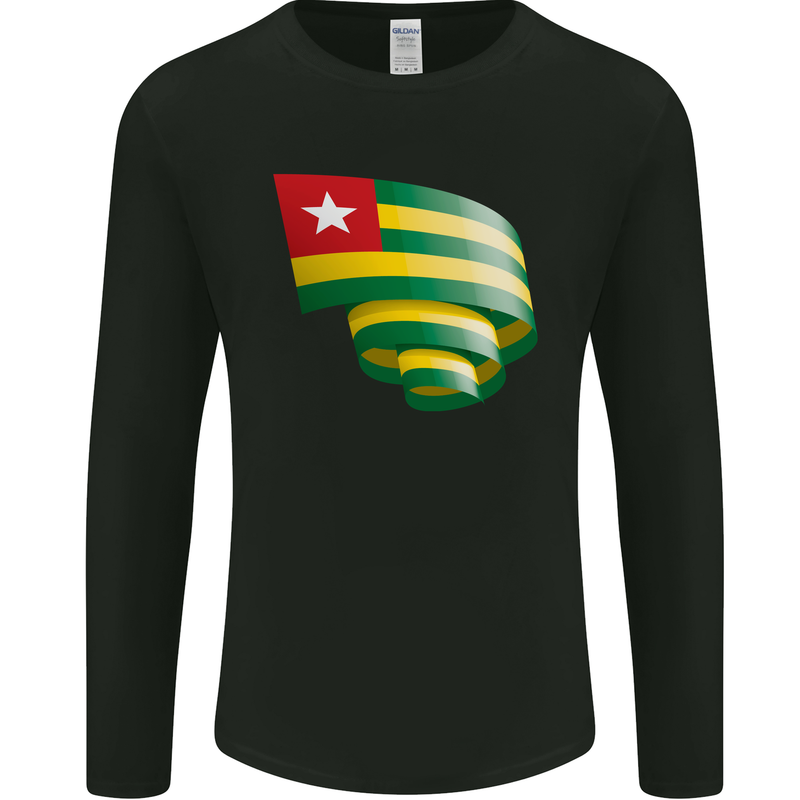 Curled Togo Flag Togolese Day Football Mens Long Sleeve T-Shirt Black