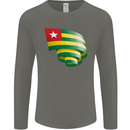 Curled Togo Flag Togolese Day Football Mens Long Sleeve T-Shirt Charcoal