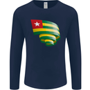 Curled Togo Flag Togolese Day Football Mens Long Sleeve T-Shirt Navy Blue