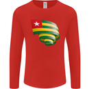 Curled Togo Flag Togolese Day Football Mens Long Sleeve T-Shirt Red