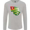 Curled Togo Flag Togolese Day Football Mens Long Sleeve T-Shirt Sports Grey