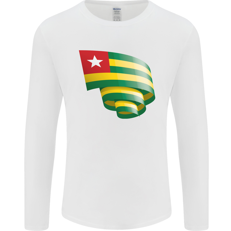 Curled Togo Flag Togolese Day Football Mens Long Sleeve T-Shirt White