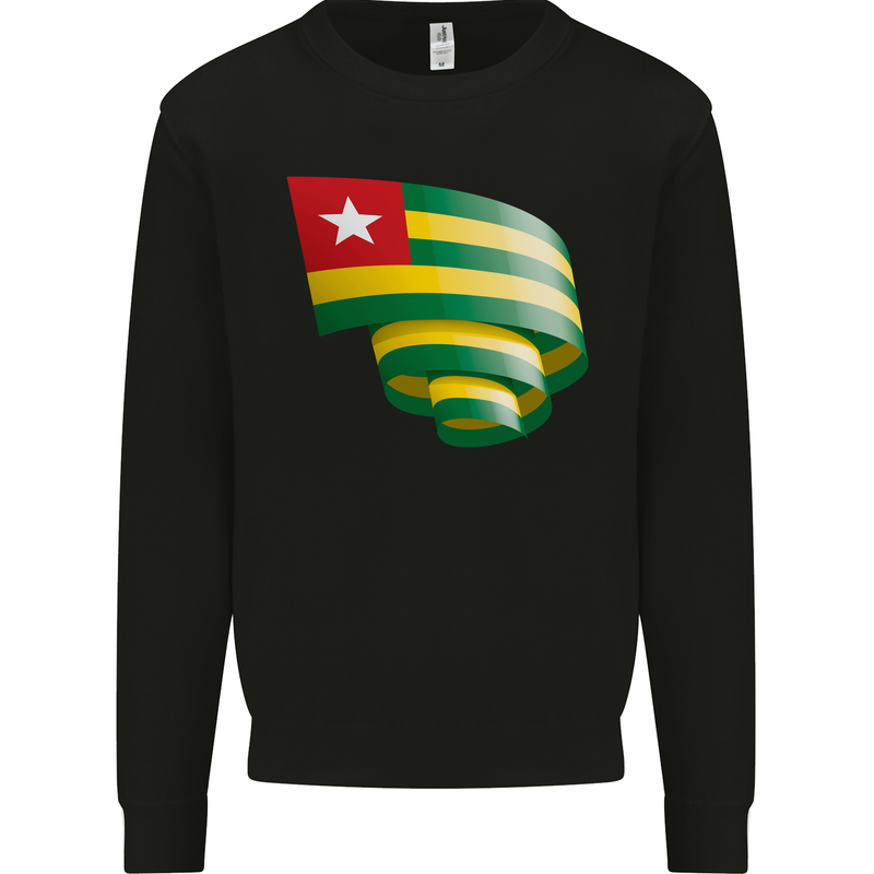 Curled Togo Flag Togolese Day Football Mens Sweatshirt Jumper Black