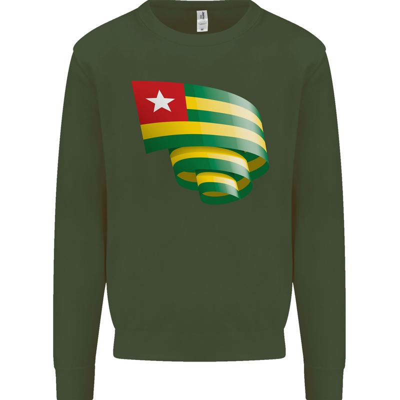 Curled Togo Flag Togolese Day Football Mens Sweatshirt Jumper Forest Green