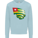 Curled Togo Flag Togolese Day Football Mens Sweatshirt Jumper Light Blue