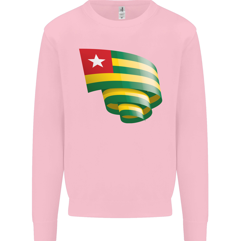 Curled Togo Flag Togolese Day Football Mens Sweatshirt Jumper Light Pink
