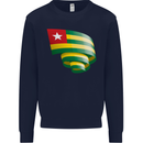Curled Togo Flag Togolese Day Football Mens Sweatshirt Jumper Navy Blue