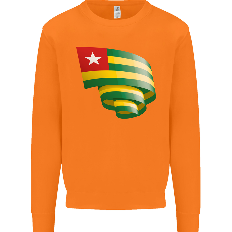Curled Togo Flag Togolese Day Football Mens Sweatshirt Jumper Orange