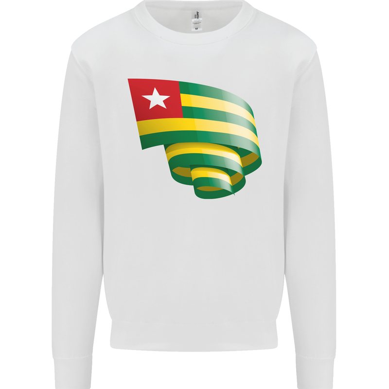 Curled Togo Flag Togolese Day Football Mens Sweatshirt Jumper White