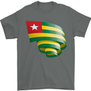 Curled Togo Flag Togolese Day Football Mens T-Shirt 100% Cotton Charcoal