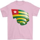 Curled Togo Flag Togolese Day Football Mens T-Shirt 100% Cotton Light Pink