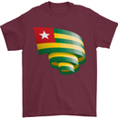 Curled Togo Flag Togolese Day Football Mens T-Shirt 100% Cotton Maroon