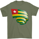 Curled Togo Flag Togolese Day Football Mens T-Shirt 100% Cotton Military Green