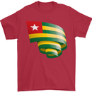 Curled Togo Flag Togolese Day Football Mens T-Shirt 100% Cotton Red