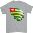 Curled Togo Flag Togolese Day Football Mens T-Shirt 100% Cotton Sports Grey