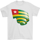 Curled Togo Flag Togolese Day Football Mens T-Shirt 100% Cotton White