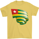Curled Togo Flag Togolese Day Football Mens T-Shirt 100% Cotton Yellow