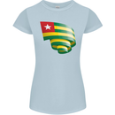 Curled Togo Flag Togolese Day Football Womens Petite Cut T-Shirt Light Blue