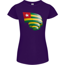 Curled Togo Flag Togolese Day Football Womens Petite Cut T-Shirt Purple