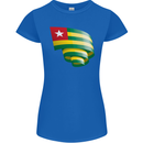 Curled Togo Flag Togolese Day Football Womens Petite Cut T-Shirt Royal Blue