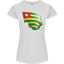 Curled Togo Flag Togolese Day Football Womens Petite Cut T-Shirt White