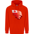 Curled Tongo Flag Tongan Day Football Childrens Kids Hoodie Bright Red