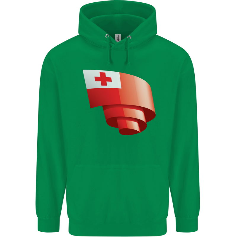 Curled Tongo Flag Tongan Day Football Childrens Kids Hoodie Irish Green