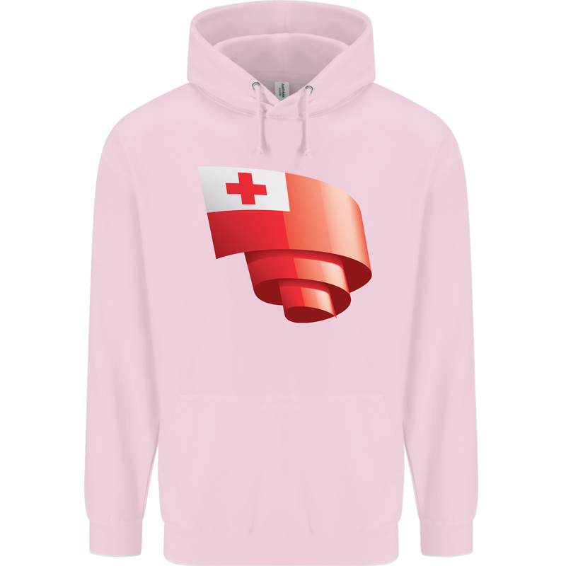 Curled Tongo Flag Tongan Day Football Childrens Kids Hoodie Light Pink