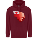 Curled Tongo Flag Tongan Day Football Childrens Kids Hoodie Maroon